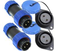 Xiatiaosann SP21 2Pin Panel Mount 21mm Connector, Waterproof IP68 Circular Cable 12V 30A Connector Plug Socket for BLUETTI DC Output (4 Pack, Plug Male & Socket Female)