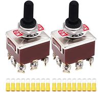 Xiatiaosann Toggle Switch Rocker Heavy Duty 3 Position 3PDT 9 Terminal ON/Off/ON 15A 250V 10A 380V, 2 PCS Toggle Switches with Metal Knob Cover Cap Waterproof TEN-303