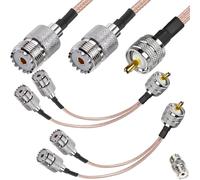 Xiatiaosann UHF Male to dual Female Splitter Cable, UHF Splitter PL-259 to dual SO239 RG316 Coaxial Cable, for HAM CB Radio Antenna Analyzer Dummy Load SWR Meter(15cm)