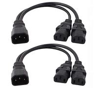 Xiatiaosann UPS Server C14 to Dual C13 5-13R Y Splitter Adapter Power Cable Cord 30cm (2 Pack)