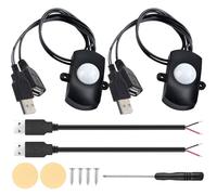 Xiatiaosann USB 5V DC12-24V 2A Mini Pir Motion Sensor Switch, Infrared Activated LED Switch Controller LED Motion Sensor Switch for Wall Lamps, with USB Bare Wires, Screwdriver (2 Pack)