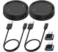 Xiatiaosann USB Charger Cable for Amazfit Active 2/Bip 6, Replacement Charging Cable Dock Type-C Charging Stand Station, With Type-C to USB Adapter (2 Pack,60CM/23.6inch)