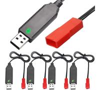 Xiatiaosann USB Charger Cable with JST 2 Pin Plug, USB-A Male to JST 2 Pin Female Connector Plug for 3.7V 1S Lipo Battery & 3.6V 3S Ni-MH/Ni-CD Battery Pack (4 Pack)