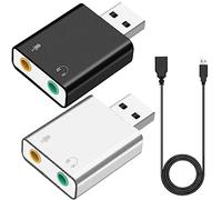 Xiatiaosann USB External Stero Sound Adapter with 3.5mm Speaker-Headphone and Microphone Jack, External Stereo Sound Card to Any PC, Aluminum, With USB Female to Male Extension Cable (2 Pcs)