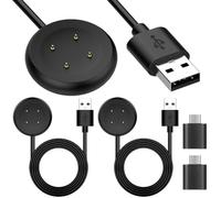 Xiatiaosann USB Magnetic Charging Cable for Google Pixel Watch 2 & 3, Replacement USB-A Male to Female Charger Cord for Fitbit Ace LTE/Versa 4/Versa3, with USB to Type-C Adapter (2 Pack)