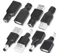 Xiatiaosann USB to DC Power Adapter USB 2.0 Male to DC 5.5mm x 2.1mm Female 5V Connector Charge Plug Barrel Jack for Arduino LED Light Strip for Small DC USB Electronics Charging, 4 Converters, 8 Pcs