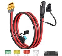 Xiatiaosann XT60 to SAE Extension Cable 10AWG SAE Plug to XT60 Solar Panel Cable Female Adapter Connector, with Fuse for Solar Generator Portable Power Station Solar Panel(2FT)