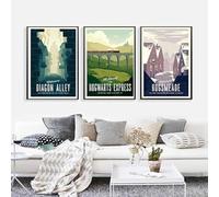 XIAXIAJIA Canvas Painting Decorative Corner Alley Hogwarts Express Hogwarts Meade Retro Wall Art Poster Art Vintage Travel Landscape Pictures Wall Home Office Decor Unframed (3x30x40cm)