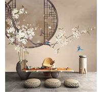 XIAXIAN Modern Wall Art Non-Woven 3D Wallpaper Window Plum Blossom Mural Wallpaper Silk-Like Chinese Style Wall Stickers Wall Hanging Home Decor for Bedroom Living Room 250Cm(H)×360Cm(W)