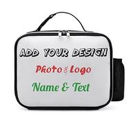 XIAYPRL Customised Leather Lunch Box Bag Personalised Photo Lunch Bags with Name, Custom Insulated Thermal Cooler Lunch Box with Side Mesh Pocket for Girls Boys Men Women Office Picnic