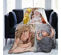XIAYPRL Personalised Customised Photo Blanket with Names Text for Kids Adults,DIY Funny Blanket with Your Own 5 Pictures Collage, Gifts for Kids Son Daughter Baby Boy Girls,200x150cm
