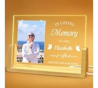 XIAYUEHUA Personalised Memorial Gifts Sympathy Gifts Bereavement Gifts Customized Memorial Picture Frame Plaque Night Light Table Decorations for Loss of Loved One