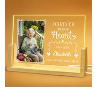 XIAYUEHUA Personalised Memorial Gifts Sympathy Gifts Bereavement Gifts Customized Memorial Picture Frame Plaque Night Light Table Decorations for Loss of Loved One