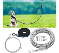 XiaZ 100ft Dog Trolley Runner Cable for Dogs up to 250lbs, Dog Lead for Yard, Camping, Outdoor, with 8 Ft Nylon Bungee Runner, Cable Sling to Protect Trees