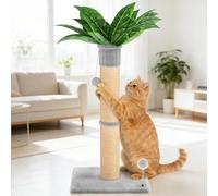 XiaZ Cat Scratching Post 34 Inches Tall, Cat Tower Scratcher Extra Wide 15.8" Stable Base with 2 Interactive Toy Balls, Premium Natural Sisal Pad for Small, Medium Large Cats (Light Gray, 4.5in)