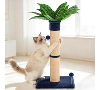 XiaZ Cat Scratching Post 34 Inches Tall, Cat Tower Scratcher Extra Wide 15.8" Stable Base with 2 Interactive Balls, Premium Natural Sisal & Plush Fabric for Small, Medium Large Cats (Navy Blue, 4.5in)