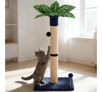 XiaZ Cat Scratching Post 34'' Tall, Cat Scratchers Tree Tower for Indoor Kitty with Extra Wide 15.8" Stable Base and 2 Toy Balls, Natural Sisal & Plush Fabric for Small, Medium Cats(Navy Blue, 2.8in)
