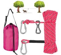 XiaZ Dog Tie Out Cable for Camping, 100ft Portable Overhead Trolley System for Dogs up to 200lbs,Dog Lead for Yard, Camping, Parks, Outdoor Events,5 min Set-up