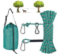 XiaZ Dog Tie Out Cable for Camping, 50ft Portable Overhead Trolley System for Dogs up to 200lbs,Dog Lead for Yard, Camping, Parks, Outdoor Events,5 min Set-up