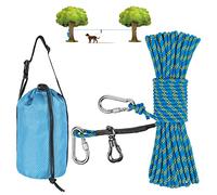 XiaZ Dog Tie Out Cable for Camping, 50ft Portable Overhead Trolley System for Dogs up to 200lbs，Dog Lead for Yard, Camping, Parks, Outdoor Events,5 min Set-up, Blue