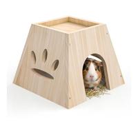 XiaZ Guinea Pig Hideout,Cute Guinea Pig House,Sturdy Small Animal House with Large Front Cave, Side Ventilation Holes, Thick Durable Wood,Habitat Hideout for Dwarf Rabbit, Hamster, Chinchilla