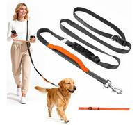 Xiaz Hands Free Dog Leash, Waist Leash for Dog Walking, Running, Hiking and Jogging, 5.9-7.7 ft Long Cross Body Dog Belt with Double Padded Handles for Small Medium and Large Dogs, Black