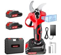 XIAZIR Upgraded 35mm Cordless Electric Pruning Shears with Brushless Motor, LCD Display, 2× 21V 2000mAh Batteries & SK5 Steel Blade, Power Branch Cutter for Trees, Garden & Orchard