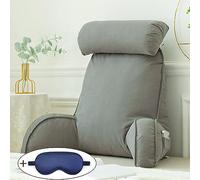 XIBANY Bed Rest Reading Pillow,Lumbar Support Cushion,Back Support With Arm Rests,Comfy Bed Chair Pillows,with Neck Pillow,for Watching TV,Reading,Working On Laptop,75×40×50 Cm/29.53×15.75×19.69 In