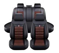 XIBANY Car Seat Covers for Ford Transit Connect All Years, 5 Seat Full Set, Waterproof PU Leather Seat Protector, Breathable & Scratch Resistant, Spill Protection,C Black+Coffee