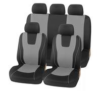XIBANY Car Seat Covers Full Set for Renault Captur 2018, Front Rear Car Seat Cover, Waterproof Non-Slip Seat Protectors, Soft Breathable Car Seat Cushion,E Black Gray