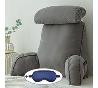 XIBANY Reading Pillow With Support Arms,Bed Rest Pillow,Lumbar Support Cushion,Ultra-comfy Relaxing Sit Up Pillow,with Neck Pillow,Watching TV Gaming Positioning Support Bolster