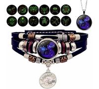 XIBDGNTNE Bracelet Zodiac Manifestation,12 Constellation Bracelets Glow in the Dark,Adjustable Multi-Layered Braided Wristband,Vintage Handgewebt Perlen