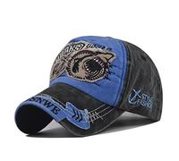 XibeiTrade Shark Distressed Vintage Cotton Embroidered Baseball Cap Snapback Hat for Men Women (Sky Blue)