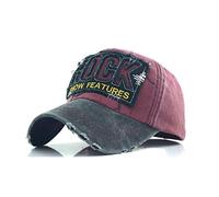 XibeiTrade Vintage Washed Twill Cotton Baseball Cap Adjustable Dad Hat (Wine Red)