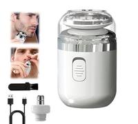 XIBHDN Capsule Razor, Mini Portable Electric Shaver for Men, Travel Razor, Waterproof Washable Rotary Shaver with Nose Hair Trimmer (White)