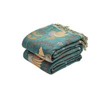 XIBLC Boho Throw Blanket, 100% Cotton Ultra Soft Luxury Fall Throw Rustic Quilt, 50"x60" Floral Printed Farmhouse Decor Bed Summer Blankets, All Season Rustic Reversible Bohemian Throw for Bed