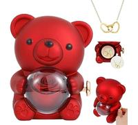 XiChiu Engraved Heart Necklace with Rose Bear Giftbox,Preserved Rose Hug Bear Gifts for Women with Heart Necklace,Preserved Roses Gifts Set for Christmas Valentines Day Birthday (Red)