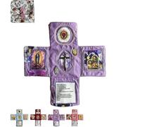 XiChiu Handcrafted Pocket Devotional - Faith Edition,Catholic Travel Prayer Kit with Cross,Christian Folding Shrine Quilt,Compact Prayer Companion with Daily Scripture (Purple)