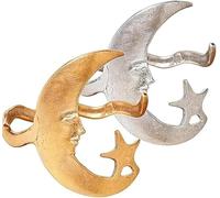 XiChiu Moon and Star Cuff,Star and Moon Pattern Open Bracelet,Adjustable Bracelet Charm Bangle,Arm Bangle Bracelet,Couple Bracelet,Beautiful Meaning Gifts for Women (Gold+Silver)