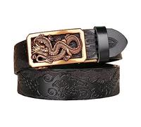 xichuangyuXCY Ethnic Style Retro Dragon Automatic Buckle Men's Belt Leather Personalised Carved Belt Casual Men Belt