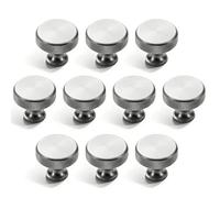 Xiciki 10 Pack Cabinet Knobs, Brushed Nickel Cabinet Knobs, Solid Cupboard Handles, Single Hole Knurled Drawer Pulls with 2 Screws Sizes for Kitchen Bathroom Wardrobe Furniture