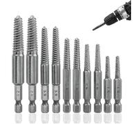 Xiciki 10 PCS Screw Extractor Drill Bit Set,1/4" Hex Shank Broken Screw Extractor, Bolt Extractor,Screw Remover And Extractor Bit Set for Removing Broken Bolts, Studs
