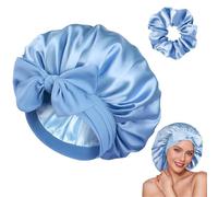 Xiciki 100% Mulberry Silk Bonnet for Sleeping, 22 Momme Double-Layered Silk Hair Bonnet with Adjustable Tie Band for Curly Natural Hair to Reduce Frizz and Prevent Breakage