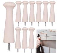 Xiciki 10Pcs Wooden Shaker Peg Hooks, Coat Pegs, 2.9 Inch Solid Unfinished Wood Shaker Peg Screw-On Wood Hook for Hanging Clothes Hats Keys Bags Towel