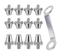 Xiciki 12 Pcs Metal Football Studs Replacement, Aluminium Rugby Boot Studs, 11mm/13mm with Wrench Silver Compatible with Most Football Boots