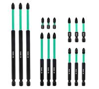 Xiciki 15Pcs PZ2 Magnetic Impact Driver Bits Set, Heavy Duty S2 Steel Long Pozidriv Screwdriver Bits with Black Oxide Coating in 25mm 50mm 75mm 100mm 150mm Lengths
