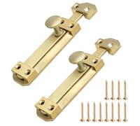 Xiciki 2 Pack Brass Door Bolt, Surface Mounted Sliding Door Lock, Chrome Mounted Sliding Bolt Lock for Internal Doors, Bathroom Cabinet Bedroom Cupboard and Wooden Door with 12 Screws