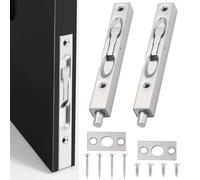 Xiciki 2 Packs Door Flush Bolt Lock Flush Bolt Latch Lock Concealed Door Security Bolts Polished Chrome Slide Door Lock 6 Inches with Screws for Bedroom, Bathroom, Cupboard for Wooden French Doors