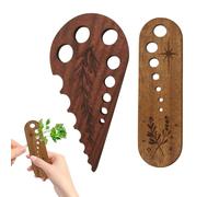 Xiciki 2 Pcs Wooden Herb Stripper Multiple Hole Sizes, Leaf Remover for Herbs, Kale and Chard