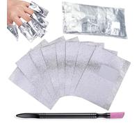 Xiciki 200Pcs Nail Foil Gel Wraps Polish Remover with Pre Attached Lint Free Cotton Pad for Gel Nails Nail Foil Aluminium Wraps Remover Soak off Easily with 1 Quartz Nail Polish Stick